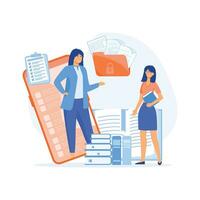 Businessman personal assistant online service. Worker answering calls and assisting with document, flat vector modern illustration