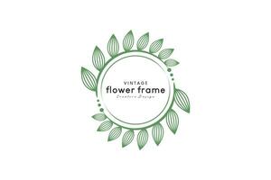 Vector nature green circle flower frame logo for business design badges, labels, logos and branding
