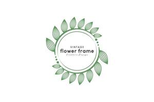 Vector nature green circle flower frame logo for business design badges, labels, logos and branding