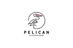 Pelican logo design vector illustration with minimalistic creative line art