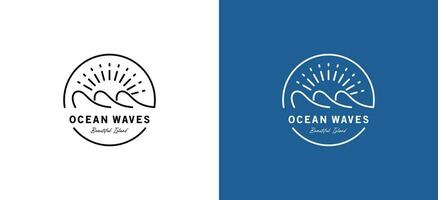 Creative ocean line art logo vector minimalistic design template