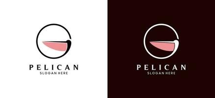 Pelican logo design vector illustration with minimalist letter g concept