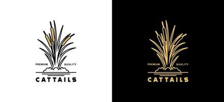 Cattail logo design with minimalist abstract luxury striped style vector