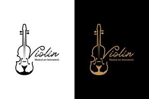 Orchestral violin music logo, vector illustration design of music art