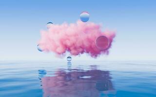 nube y agua superficie, 3d representación. foto