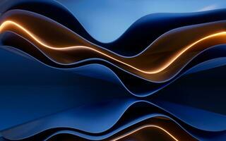 Abstract blue curve geometry, 3d rendering. photo