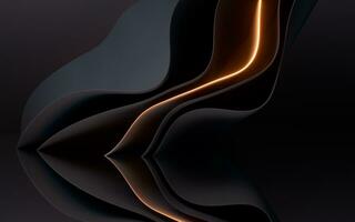 Dark curve geometry and glowing lines, 3d rendering. photo