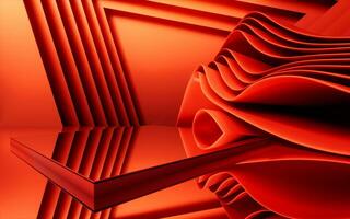 Abstract red curve stage background, 3d rendering. photo