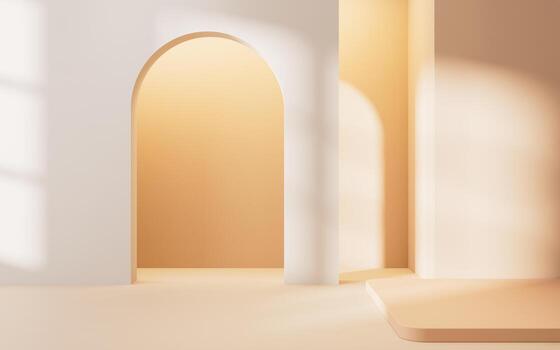 Empty room with geometry shapes, 3d rendering. photo