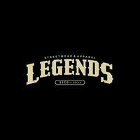 text legends design for t-shirt and jacket screen printing vector