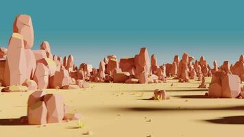 Schleife Animation von Vorbeigehen durch Felsen mit Sand Wüste, 3d Wiedergabe. video