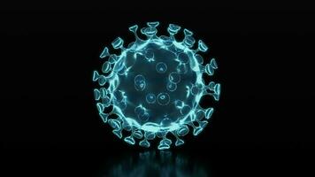 Holographic image of virus, loop rotation, 3d rendering. video