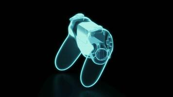 Holographic image of gamepad, loop rotation, 3d rendering. video