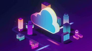 Cloud computing conceptual illustration, 3d rendering. video