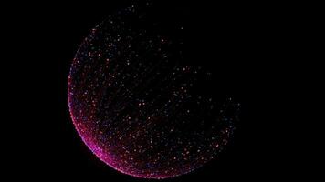 Glowing purple particles with trails, 3d rendering. video