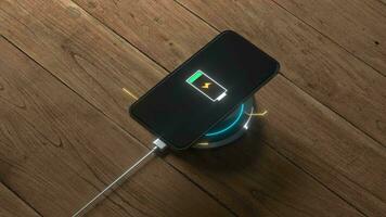 The progress of wireless charging the mobile, 3d rendering. video