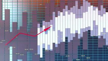 in crescita freccia di economico dati, finanziario statistica, 3d resa. video