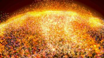 Glowing shiny sparkles with black background, 3d rendering. video