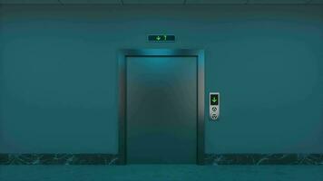 a elevador dentro a corredor às noite, 3d Renderização. video
