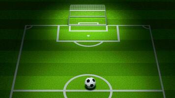 Animation of shooting football in the field, 3d rendering video
