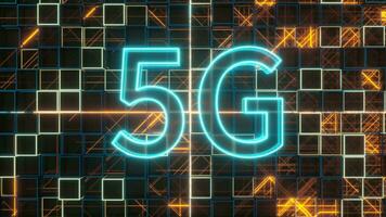 Font 5G with sci-fi square background, 3d rendering. video