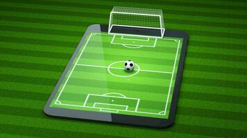 Animation of shooting football on the pad, virtual reality, 3d rendering video
