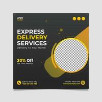 Express delivery service Social media post vector template.