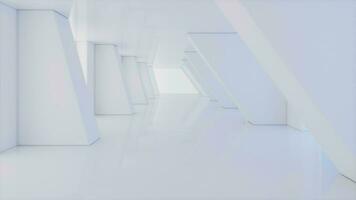 Pass through the empty white tunnel, 3d rendering. video