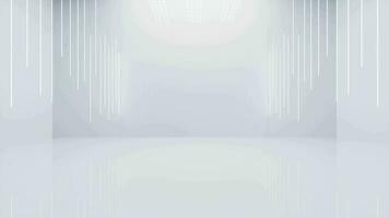 White empty room with glowing neon lines, 3d rendering. video