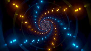 Round tunnel with neon light illuminated, 3d rendering. video