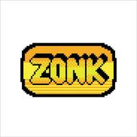 zonk yellow text in pixel art style vector