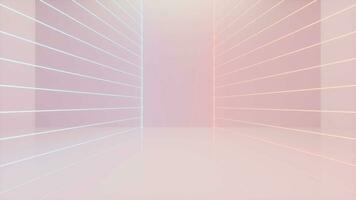 White empty room with glowing neon lines, 3d rendering. video