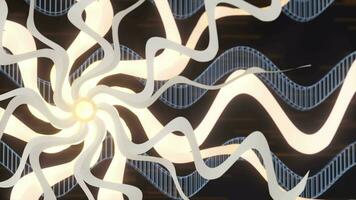 Drehung Spiral- mit golden Kurve, abstrakt und heilig Hintergrund, Schleife Animation, 3d Wiedergabe. video