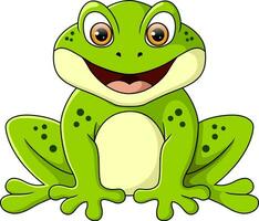 Cute frog cartoon on white background vector