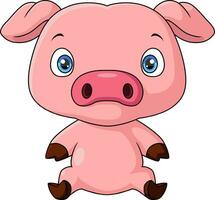 Cute little pig cartoon sitting vector