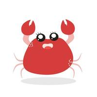 Cute and Funny Crab Cartoon Character Isolated In White Background. Funny Crab Illustration, Cute Red Crab. vector