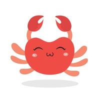 Cute and Funny Crab Cartoon Character Isolated In White Background. Funny Crab Illustration, Cute Red Crab. vector