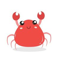 Cute and Funny Crab Cartoon Character Isolated In White Background. Funny Crab Illustration, Cute Red Crab. vector