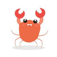 Cute and Funny Crab Cartoon Character Isolated In White Background. Funny Crab Illustration, Cute Red Crab. vector