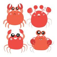 Cute and Funny Crab Cartoon Character Isolated In White Background. Funny Crab Illustration, Cute Red Crab. vector