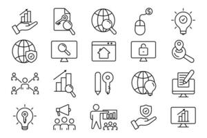 Seo icon set. Search Engine Optimization icon. suitable for web site design, app, user interfaces, business, printable etc. Line icon style. Simple vector design editable.