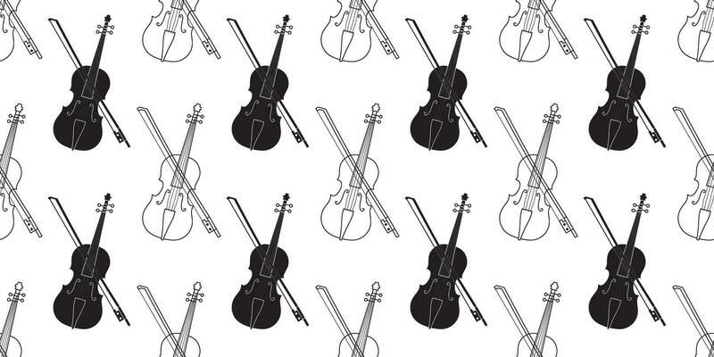 black white violin seamless pattern