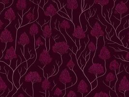 Seamless pattern with branches and leaves. Illustration in dark color photo