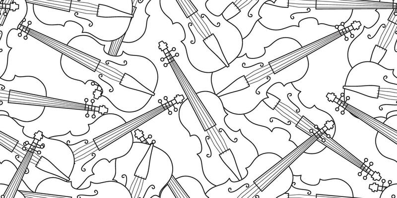 black white pile of violin seamless pattern