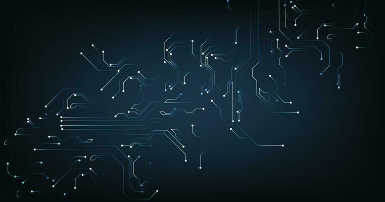Gradient circuit diagram on dark blue background.