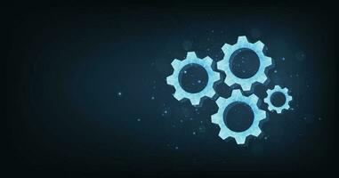 Gears 3d modern illustration on dark blue background. vector