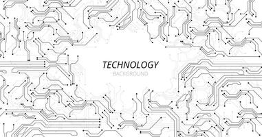 Digital technology Black circuit diagram on white background. vector