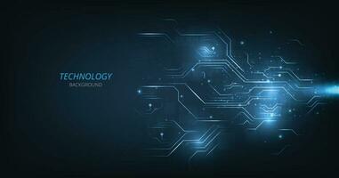 Vector technology circuit lines on a dark blue background.