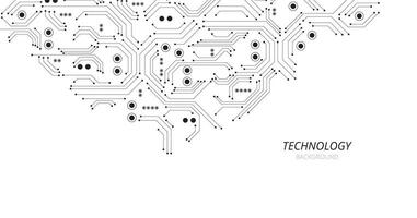 Digital technology Black circuit on white background. vector