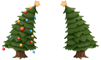 Set of adorable christmas trees with christmas ornaments clipart. png